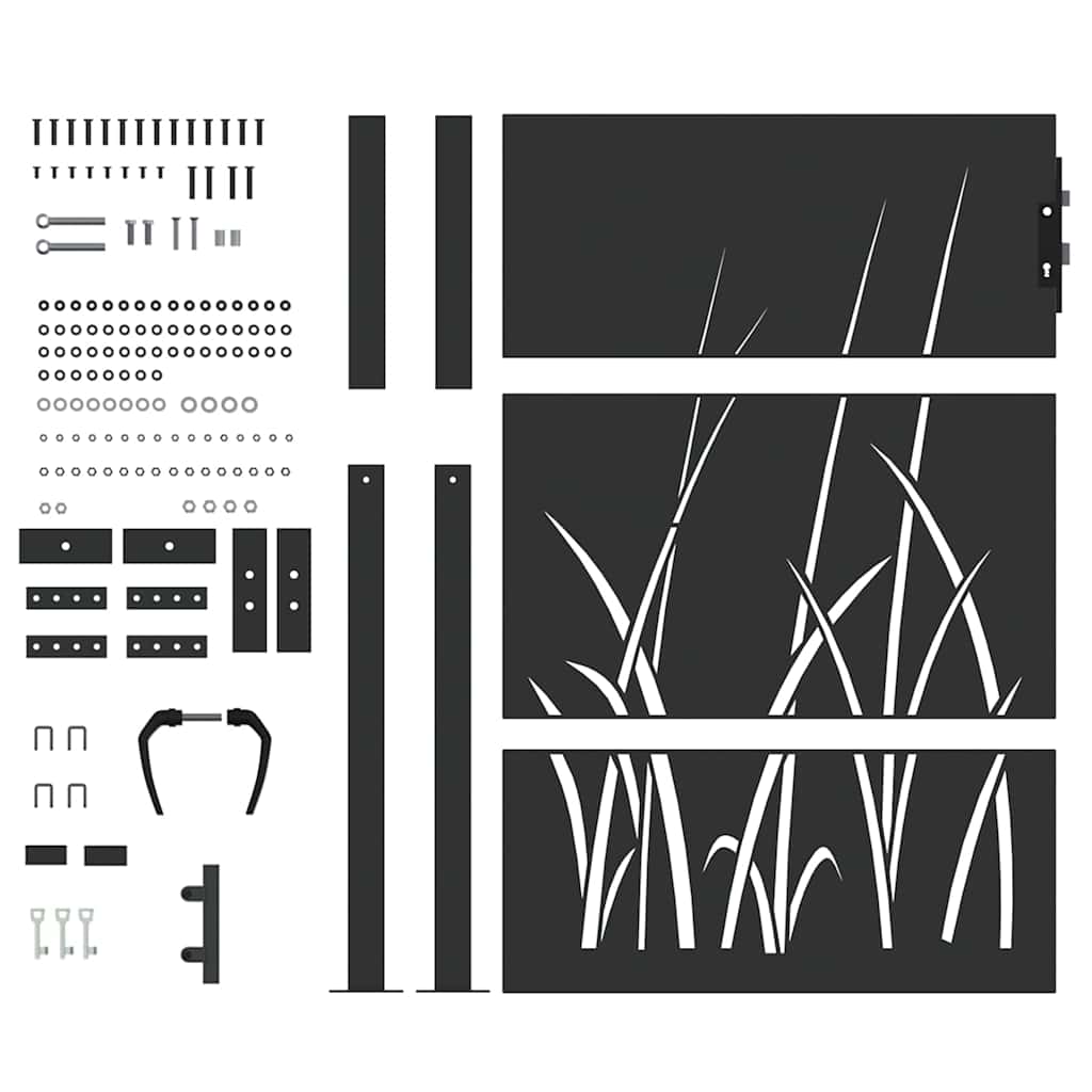 vidaXL Cancello da giardino con blocco Nero 105 x 125 cm