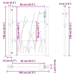 Cancello da giardino, Cancello da Giardino 105x75 cm Acciaio Corten Design Erba 42015890