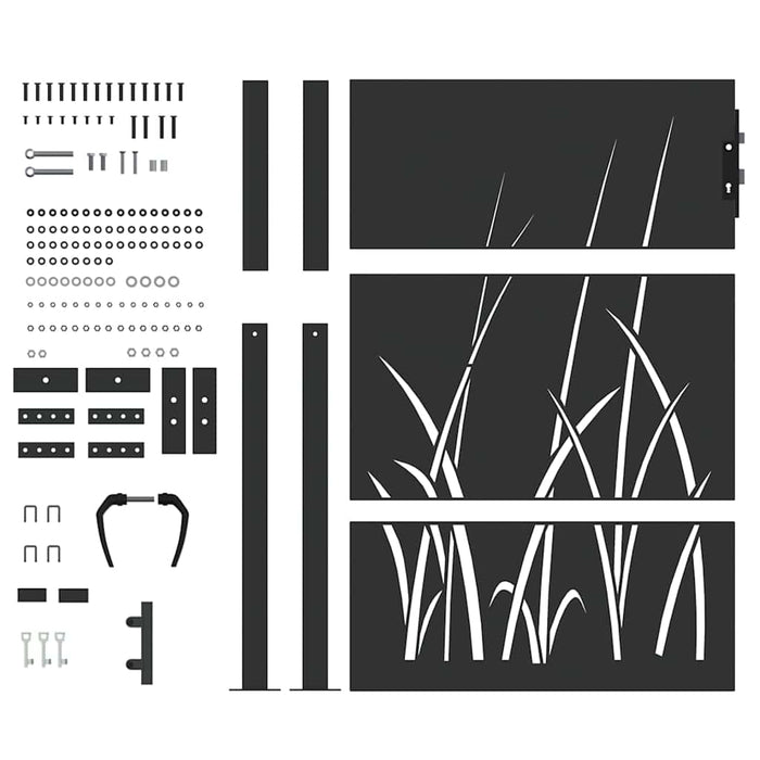 Cancello da giardino, Cancello da Giardino 105x75 cm Acciaio Corten Design Erba 42015891