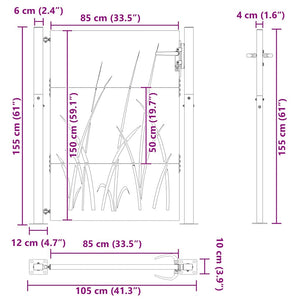 Cancello da giardino, Cancello da Giardino 105x75 cm Acciaio Corten Design Erba 42015891