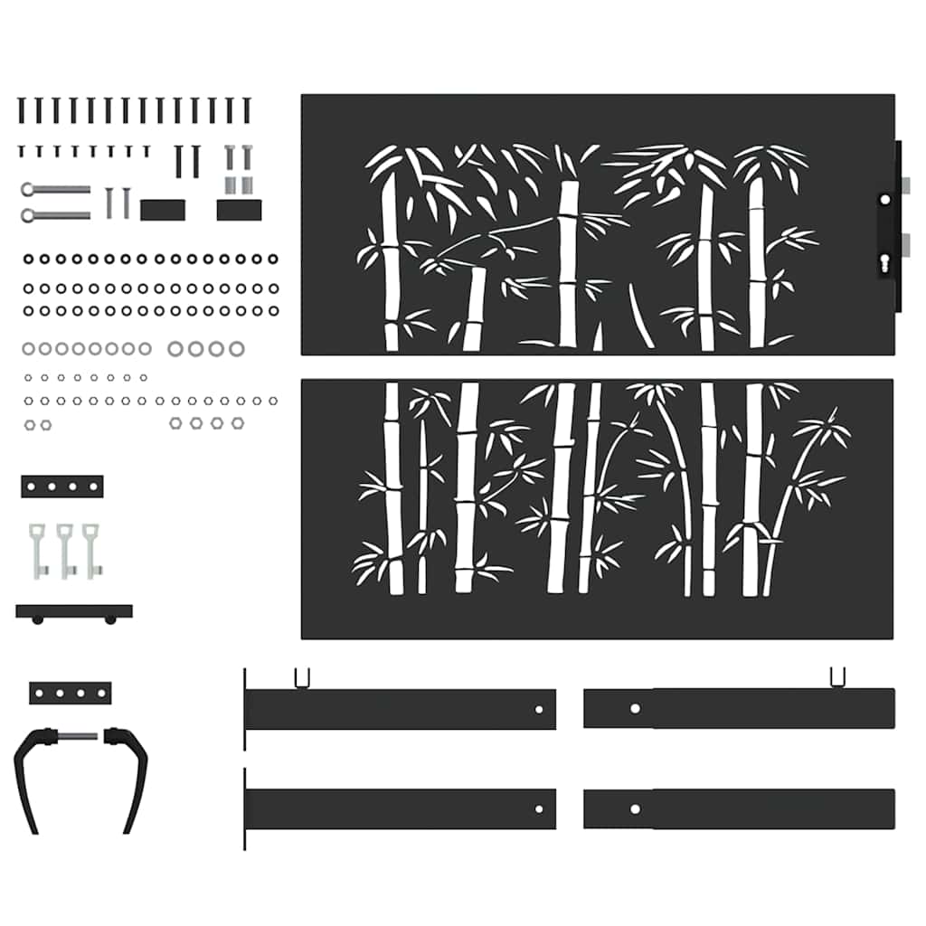 Cancello da giardino, Cancello da Giardino 105x75 cm Design in Acciaio Corten e Bambù 42015894
