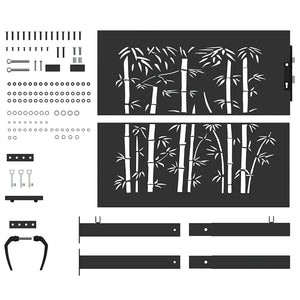 Cancello da giardino, Cancello da Giardino 105x75 cm Design in Acciaio Corten e Bambù 42015894