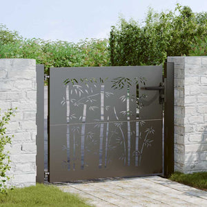 Cancello da giardino, Cancello da Giardino 105x75 cm Design in Acciaio Corten e Bambù 42015894