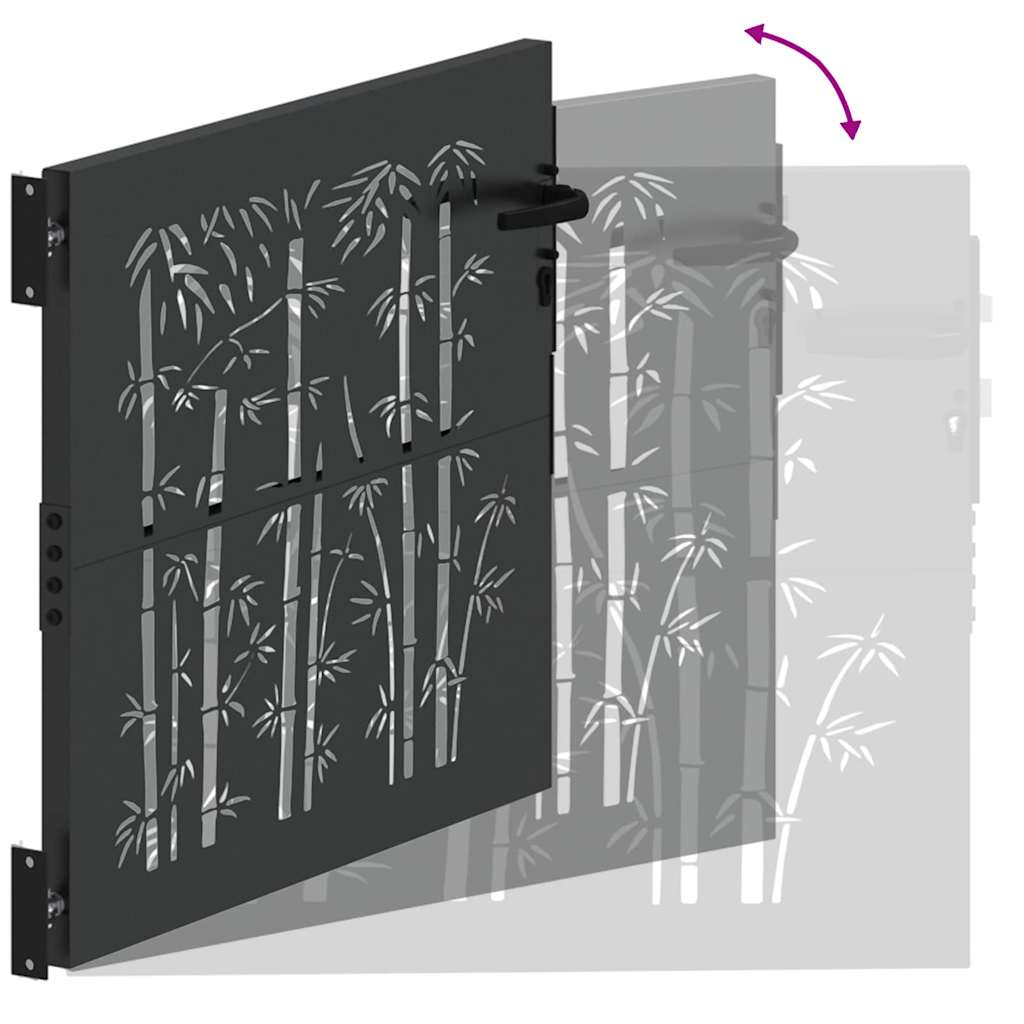 Cancello da giardino, Cancello da Giardino 105x75 cm Design in Acciaio Corten e Bambù 42015894