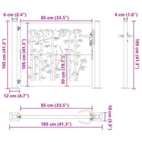 Cancello da giardino, Cancello da Giardino 105x75 cm Design in Acciaio Corten e Bambù 42015894