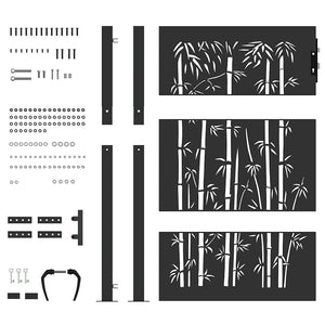 Cancello da giardino, Cancello da Giardino 105x75 cm Design in Acciaio Corten e Bambù 42015895