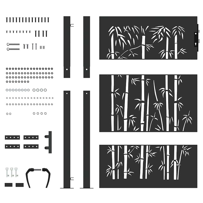 Cancello da giardino, Cancello da Giardino 105x75 cm Design in Acciaio Corten e Bambù 42015895