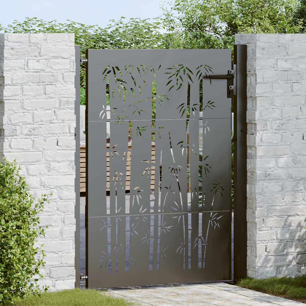 Cancello da giardino, Cancello da Giardino 105x75 cm Design in Acciaio Corten e Bambù 42015895