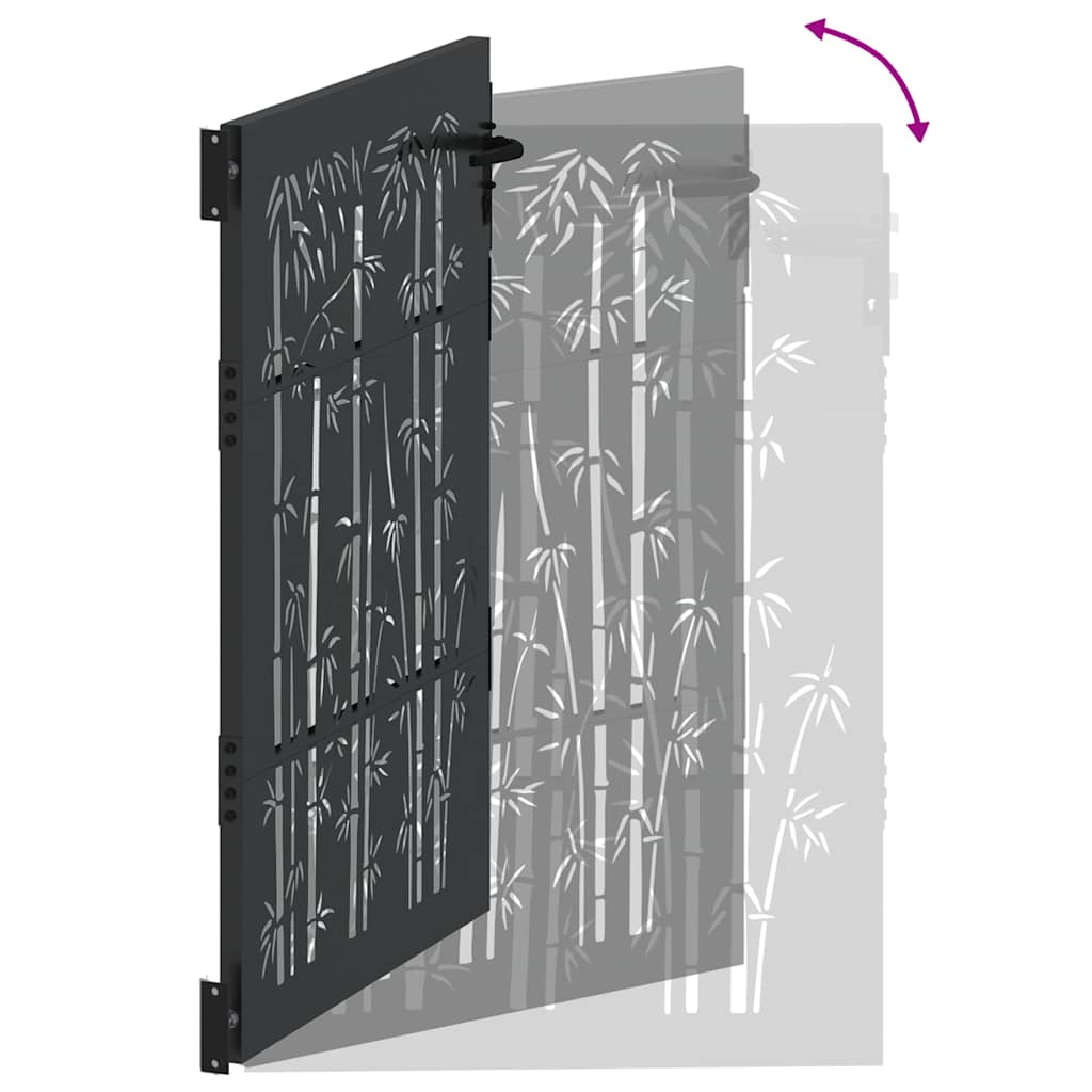 Cancello da giardino, Cancello da Giardino 105x75 cm Design in Acciaio Corten e Bambù 42015895