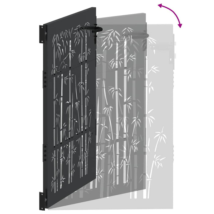 Cancello da giardino, Cancello da Giardino 105x75 cm Design in Acciaio Corten e Bambù 42015895