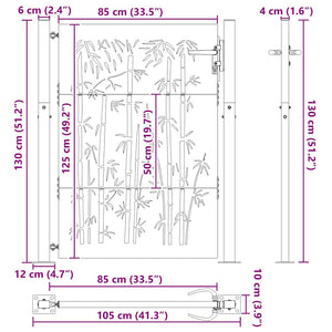 Cancello da giardino, Cancello da Giardino 105x75 cm Design in Acciaio Corten e Bambù 42015895