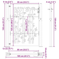 vidaXL Cancello da giardino, Cancello da Giardino 105x75 cm Design in Acciaio Corten e Bambù