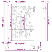 Cancello da giardino, Cancello da Giardino 105x75 cm Design in Acciaio Corten e Bambù 42015896