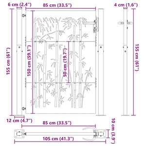vidaXL Cancello da giardino, Cancello da Giardino 105x75 cm Design in Acciaio Corten e Bambù