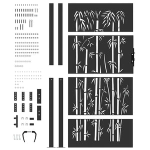 Cancello da giardino, Cancello da Giardino 105x75 cm Design in Acciaio Corten e Bambù 42015897