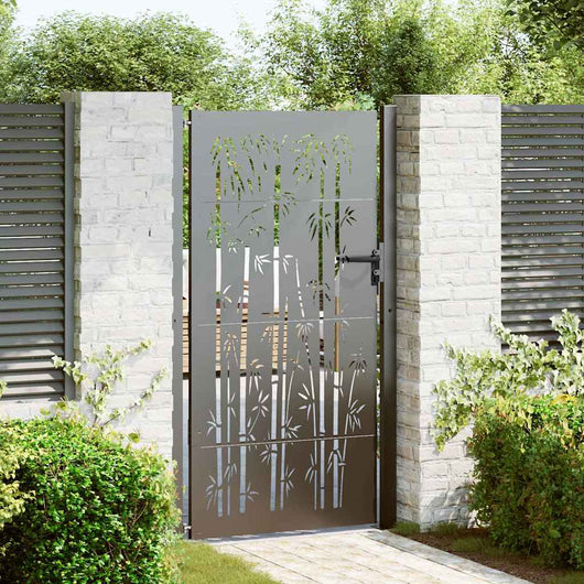 vidaXL Cancello da giardino, Cancello da Giardino 105x75 cm Design in Acciaio Corten e Bambù