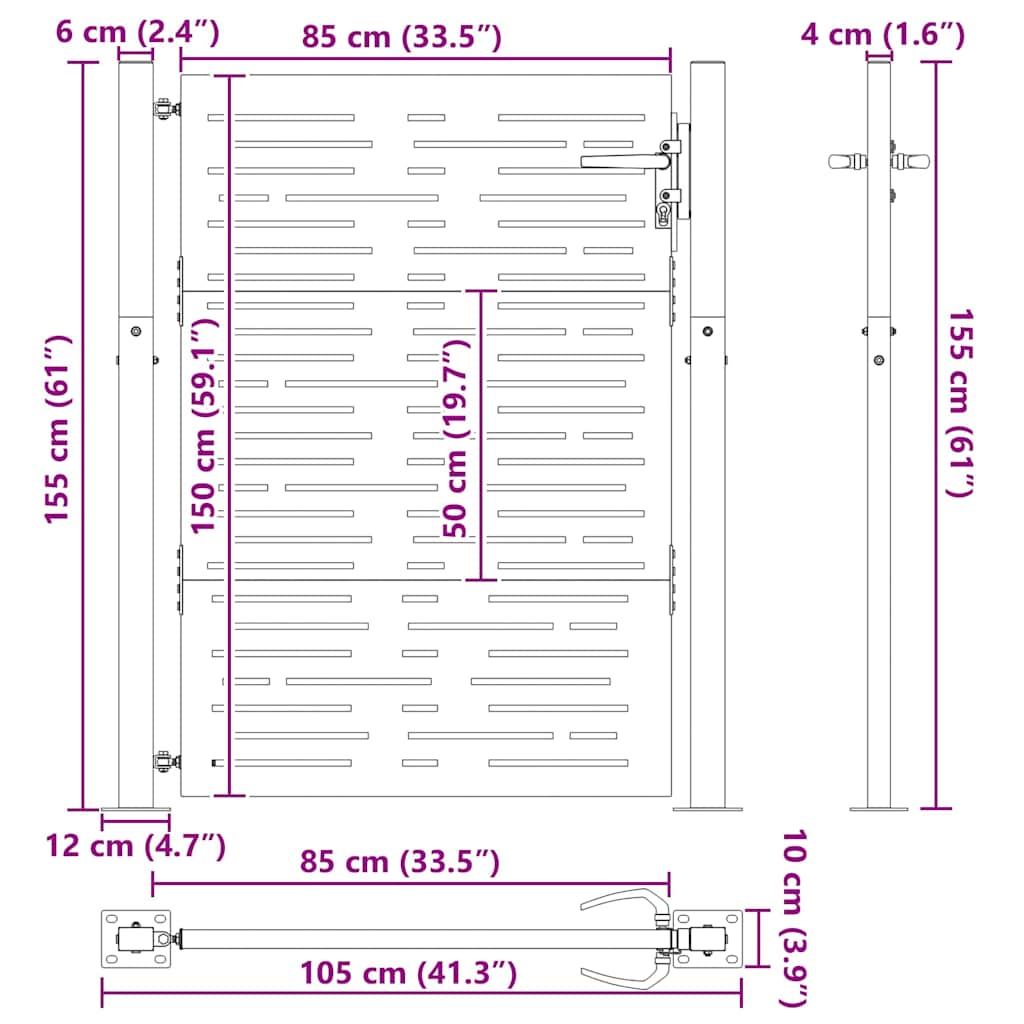 vidaXL Cancello da giardino, Cancello da Giardino 105x75 cm Design Quadrato in Acciaio Corten