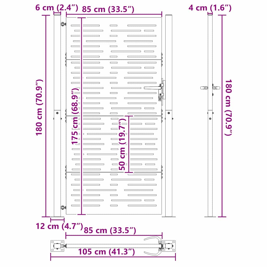 Cancello da giardino, Cancello da Giardino 105x75 cm Design Quadrato in Acciaio Corten 42015902
