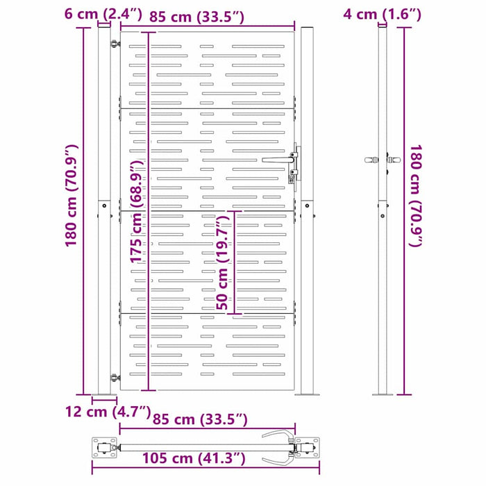 Cancello da giardino, Cancello da Giardino 105x75 cm Design Quadrato in Acciaio Corten 42015902