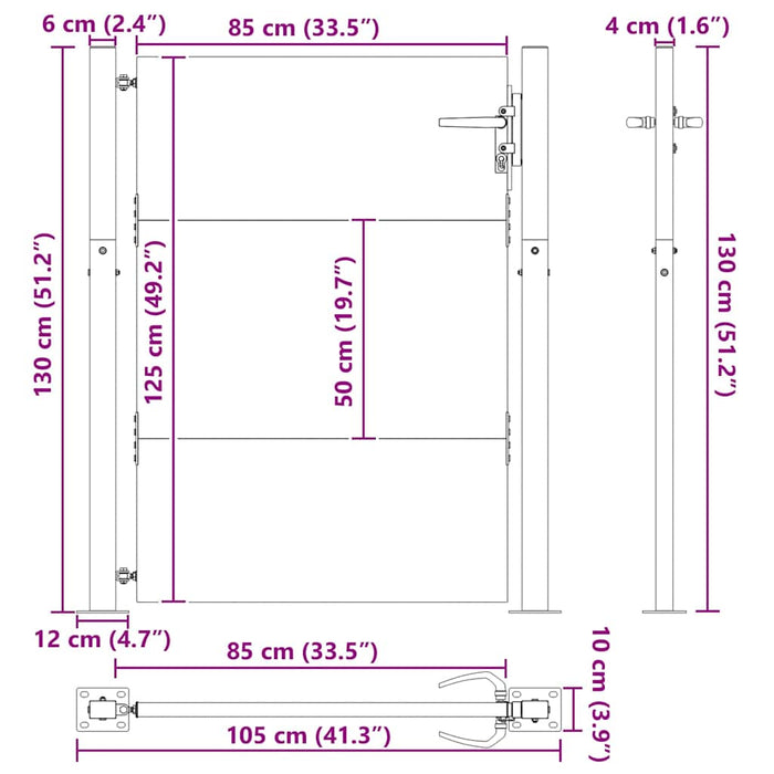 Cancello da giardino con blocco Nero 105 x 125 cm 42015905