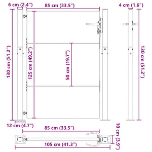 vidaXL Cancello da giardino con blocco Nero 105 x 125 cm