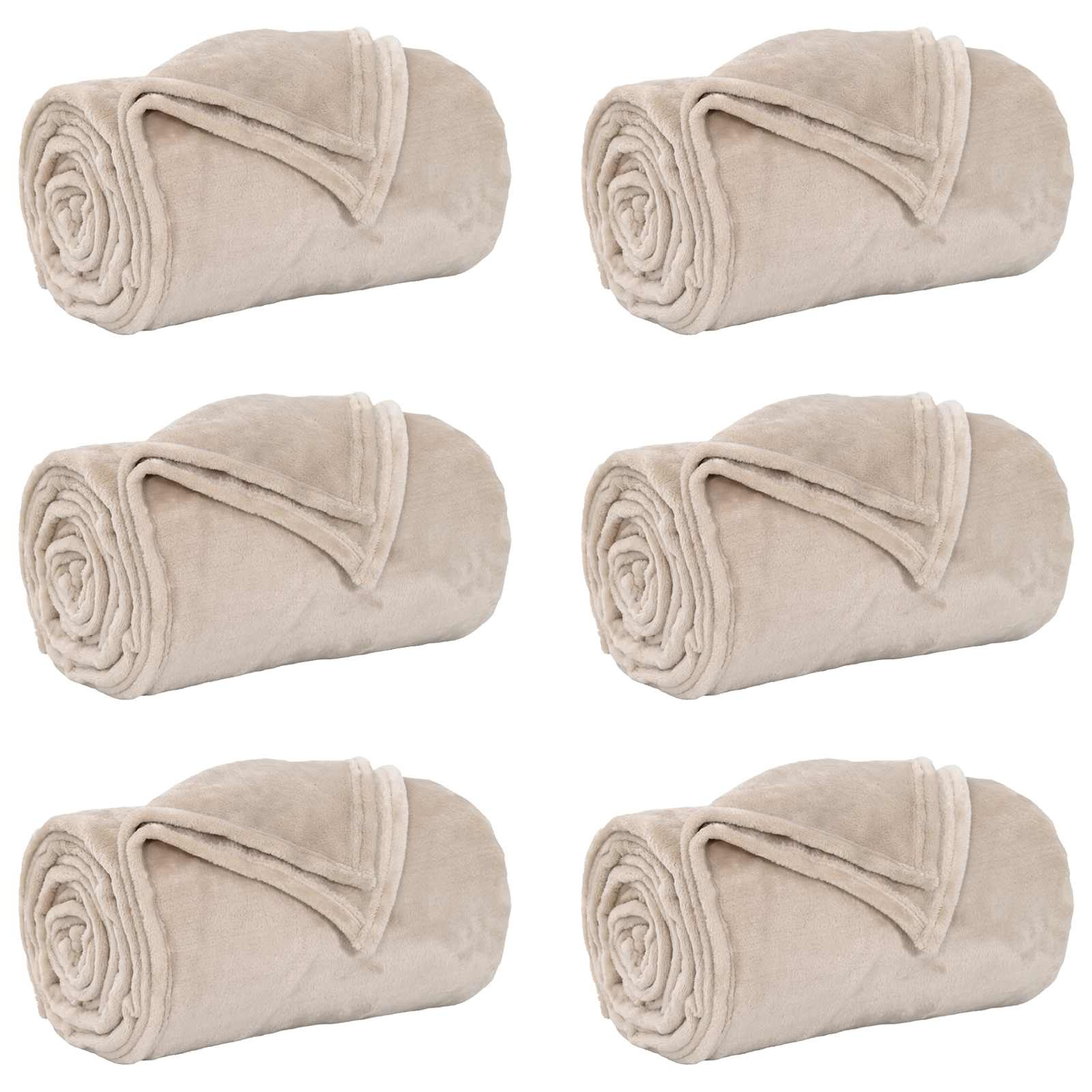 Coperte da Pile 6 pcs Beige 150 x 200 cm Panno 42016790