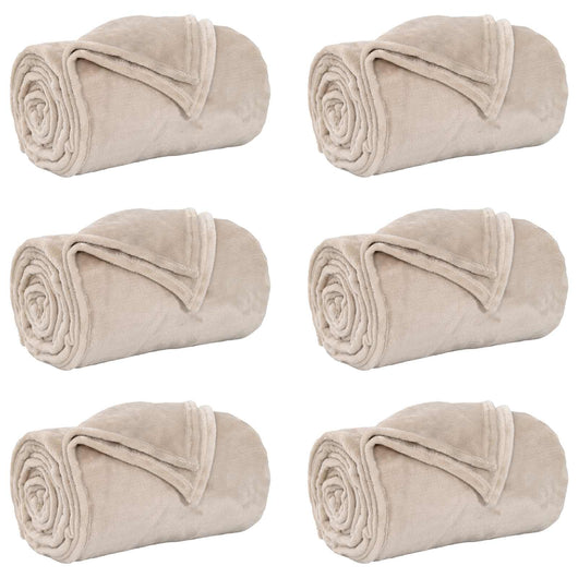Coperte da Pile 6 pcs Beige 150 x 200 cm Panno 42016790