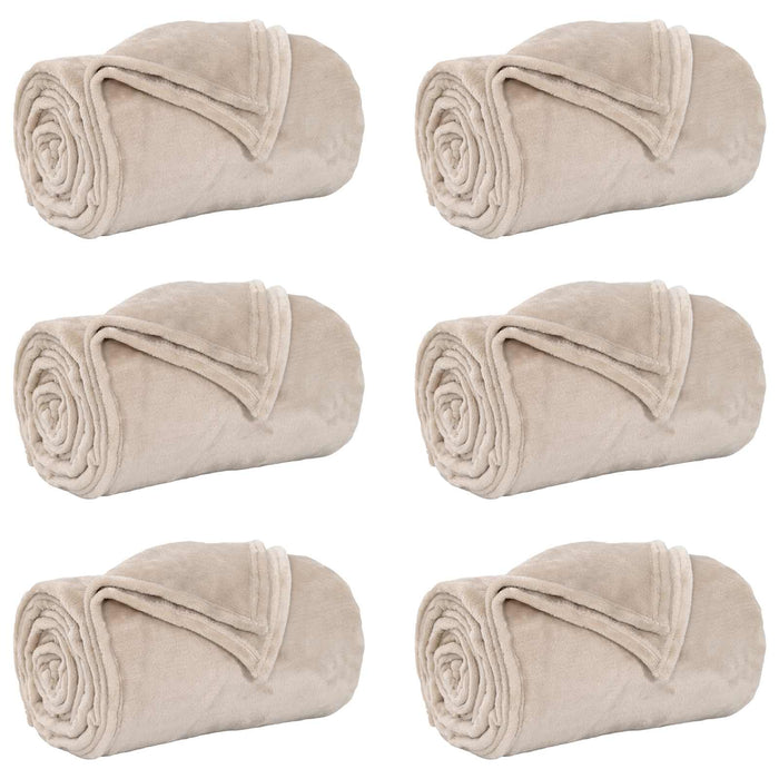 Coperte da Pile 6 pcs Beige 240 x 270 cm Panno 42016792