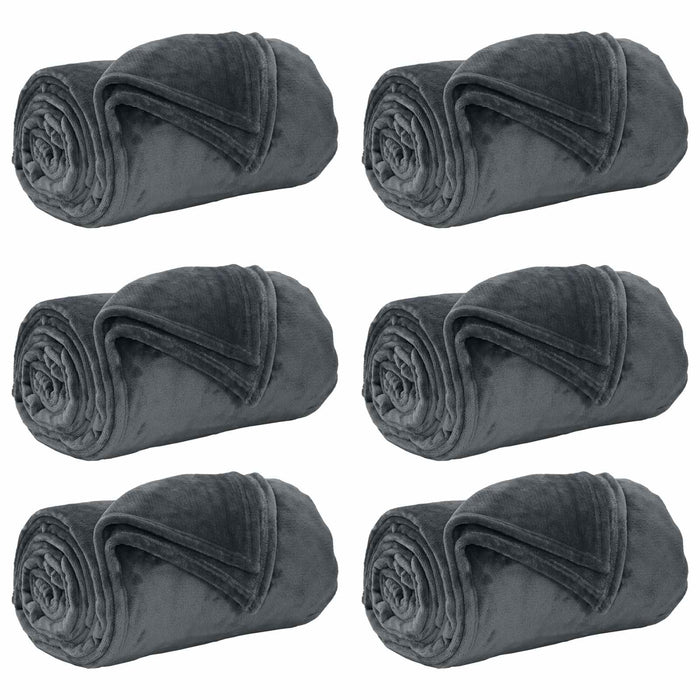 Coperte da Pile 6 pcs Grigio scuro 130 x 150 cm Panno 42016797