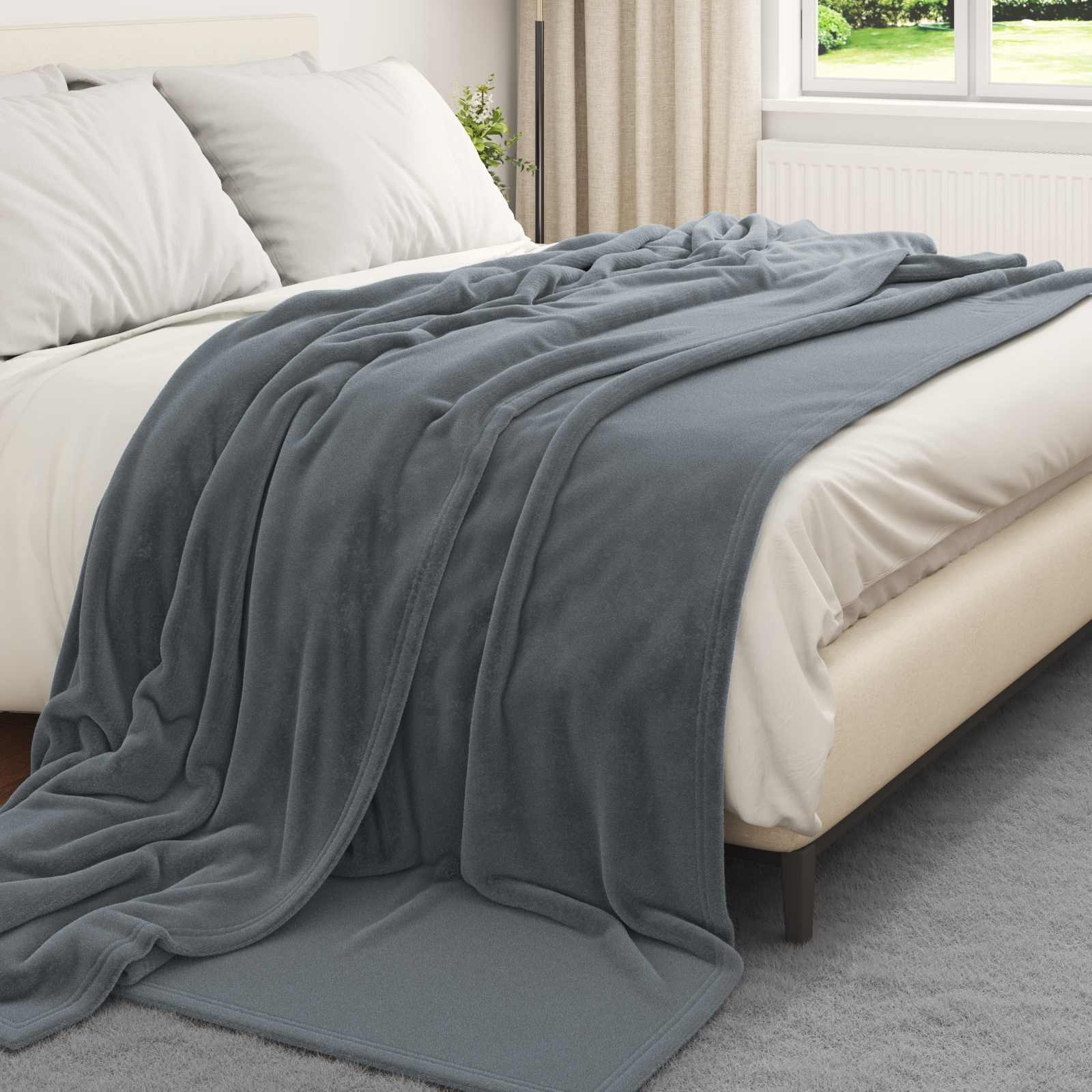 Coperte da Pile 6 pcs Grigio scuro 240 x 270 cm Panno 42016800