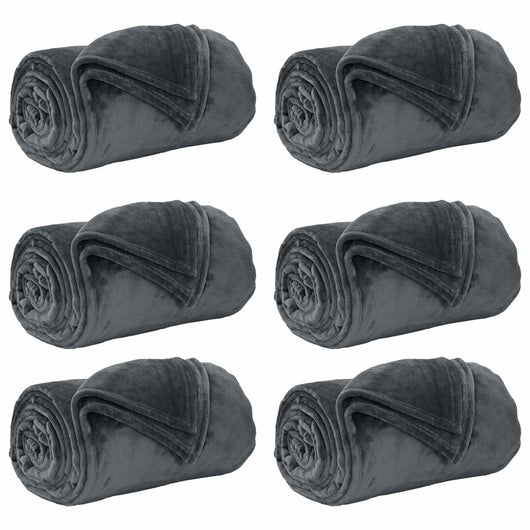 Coperte da Pile 6 pcs Grigio scuro 240 x 270 cm Panno 42016800