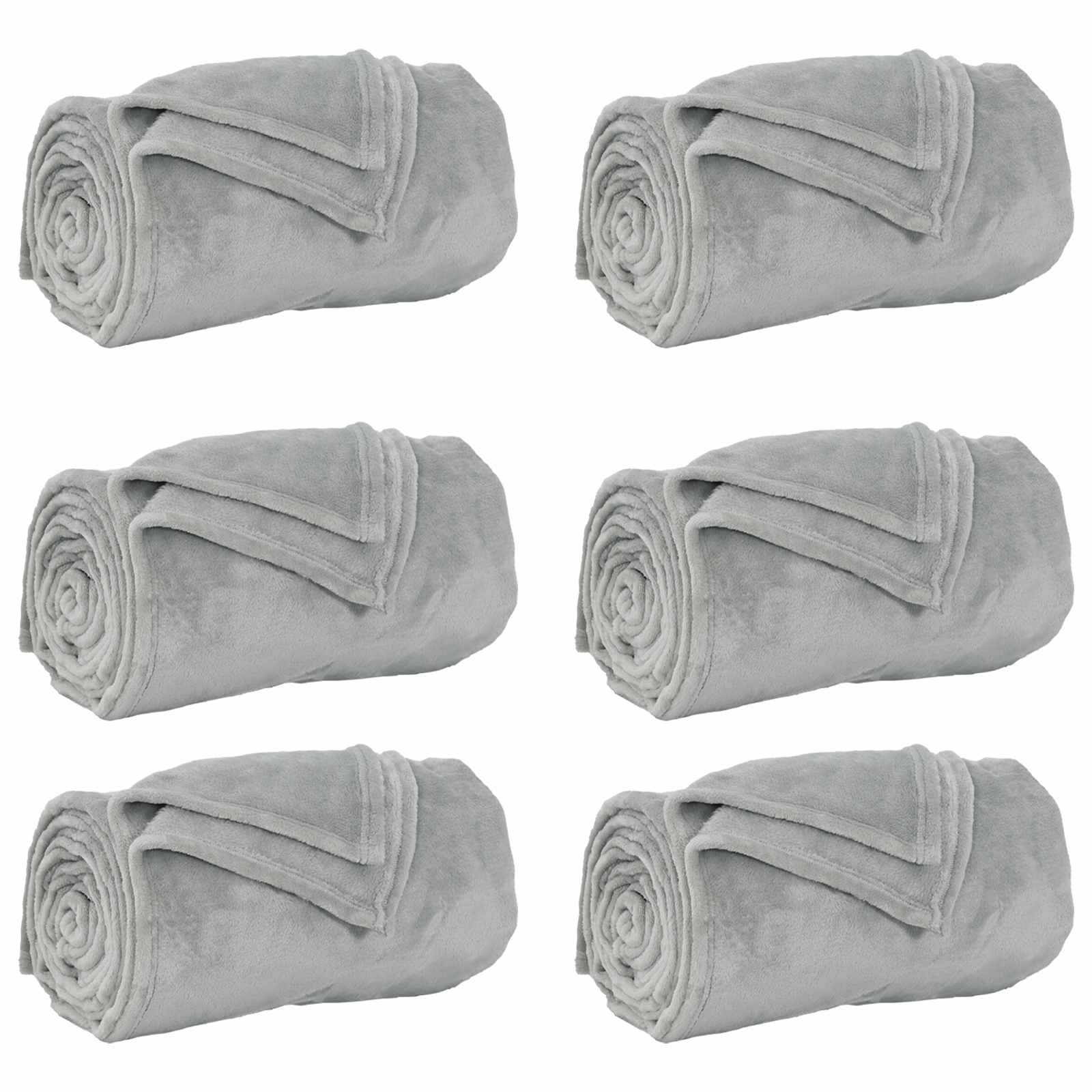 Coperte da Pile 6 pcs Grigio 220 x 240 cm Panno 42016803