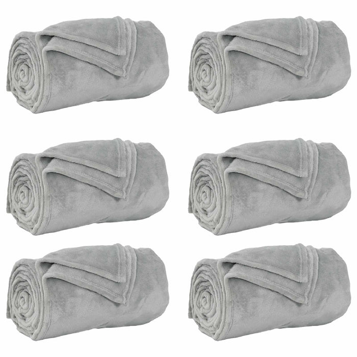 Coperte da Pile 6 pcs Grigio 240 x 270 cm Panno 42016804