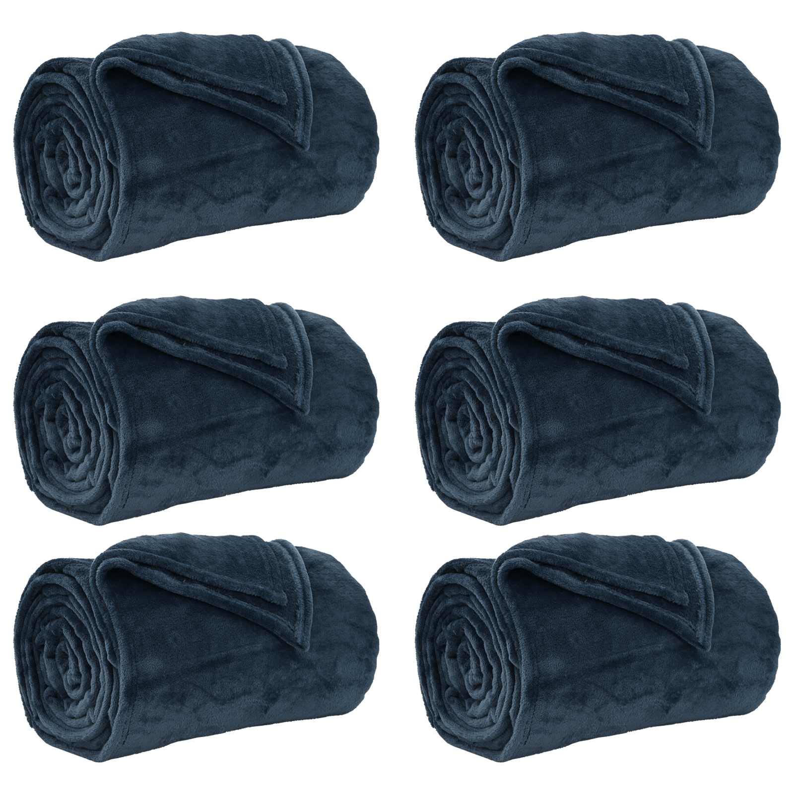 Coperte da Pile 6 pcs Blu navy 220 x 240 cm Panno 42016807