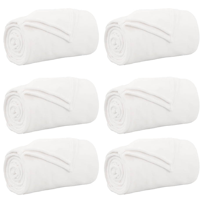 Coperte da Pile 6 pcs Bianco 220 x 240 cm Panno 42016815