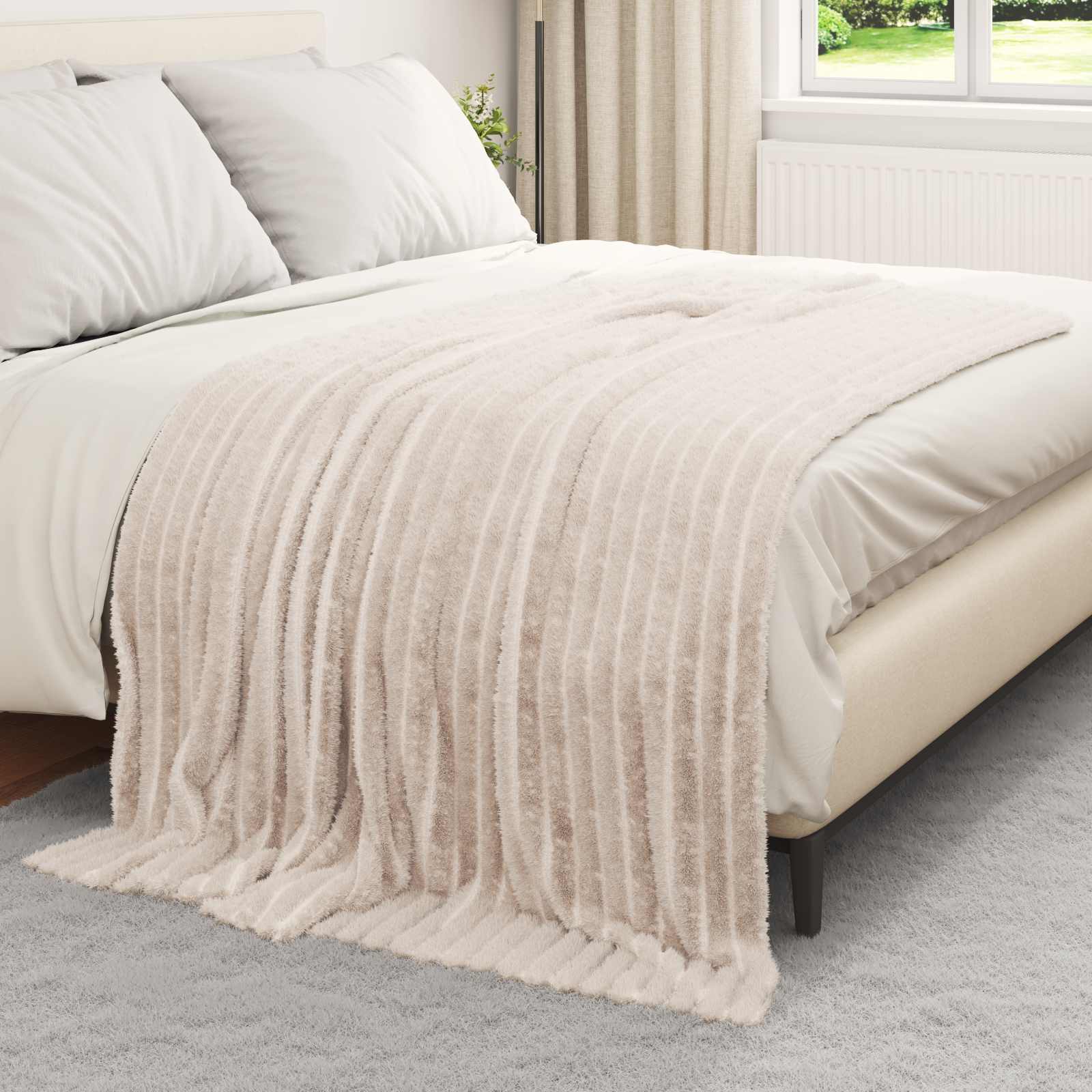 Coperte da Pile 6 pcs Beige 200 x 150 cm Panno 42016866