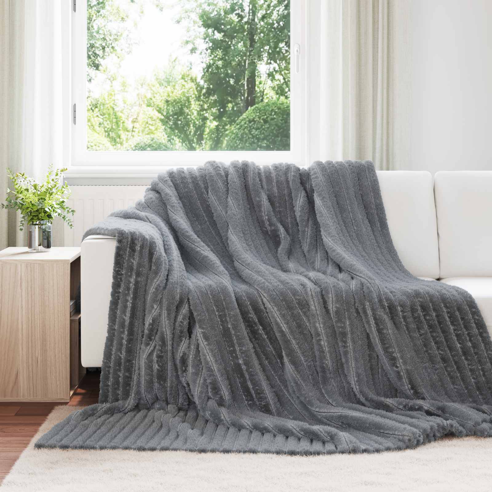 Coperte da Pile 6 pcs Grigio scuro 240 x 220 cm Panno 42016875