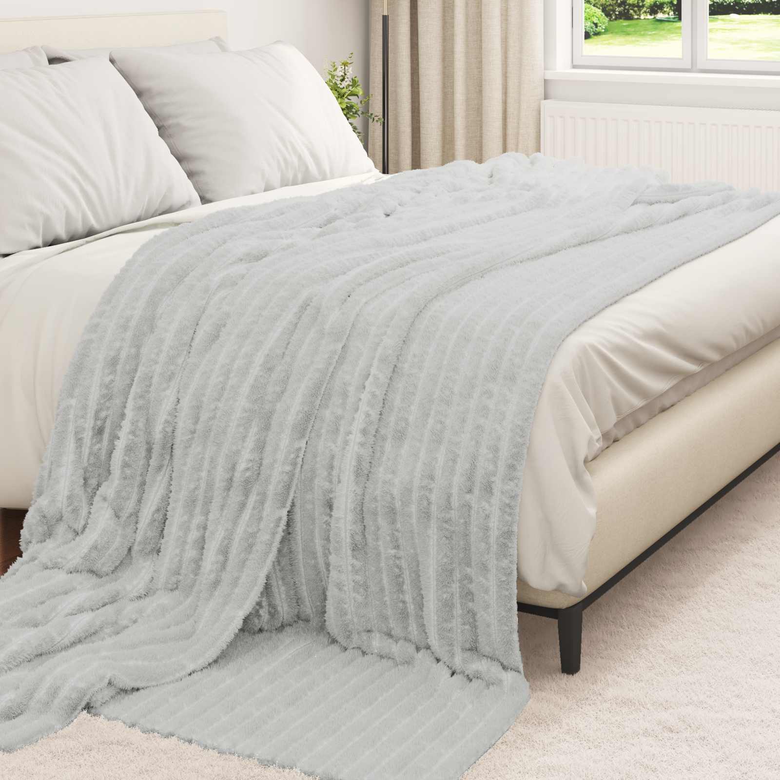 Coperte da Pile 6 pcs Grigio 270 x 240 cm Panno 42016880