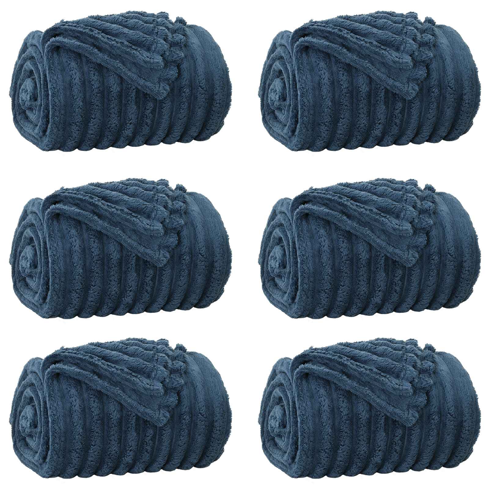 Coperte da Pile 6 pcs Blu navy 240 x 220 cm Panno 42016883