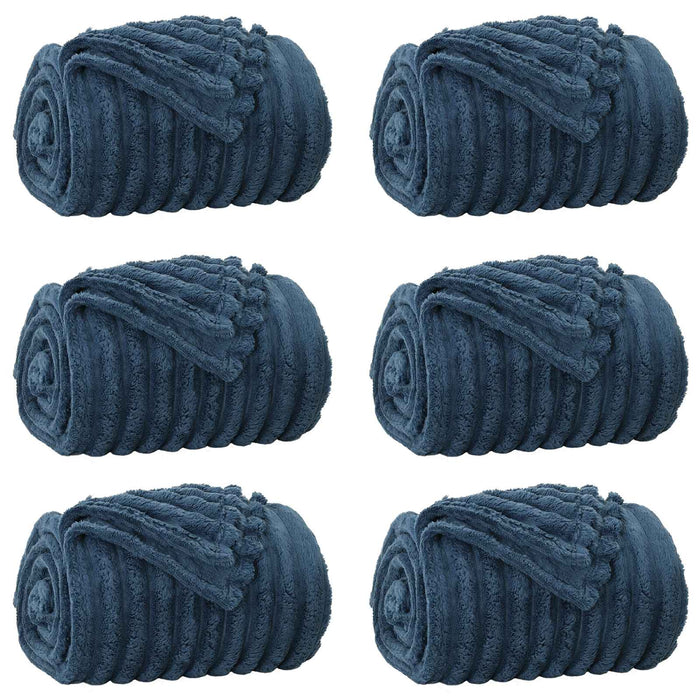 Coperte da Pile 6 pcs Blu navy 240 x 220 cm Panno 42016883