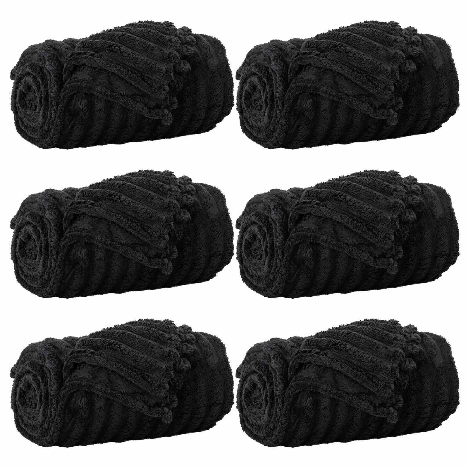 Coperte da Pile 6 pcs Nero 270 x 240 cm Panno 42016888