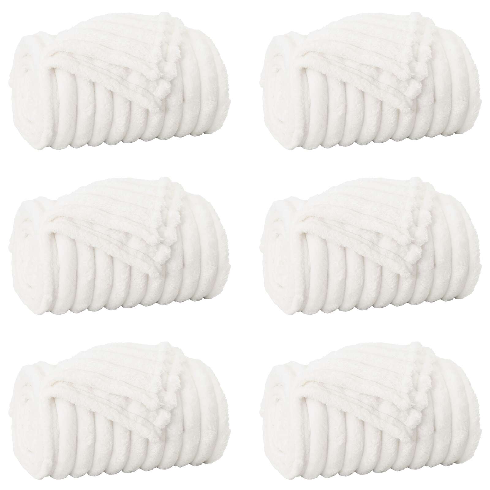 Coperte da Pile 6 pcs Bianco 270 x 240 cm Panno
