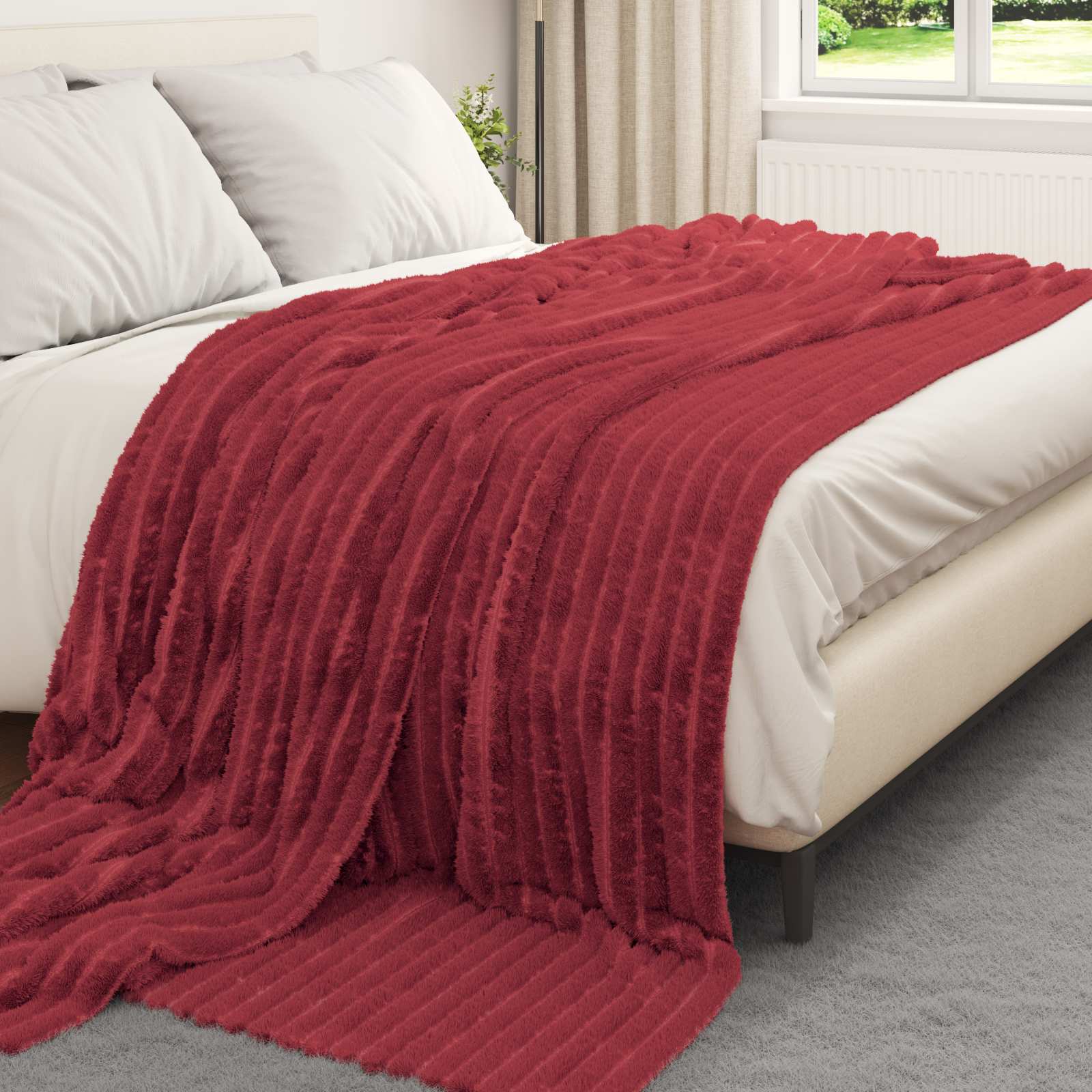 Coperte da Pile 6 pcs Rosso Bordeaux 270 x 240 cm Panno 42016896