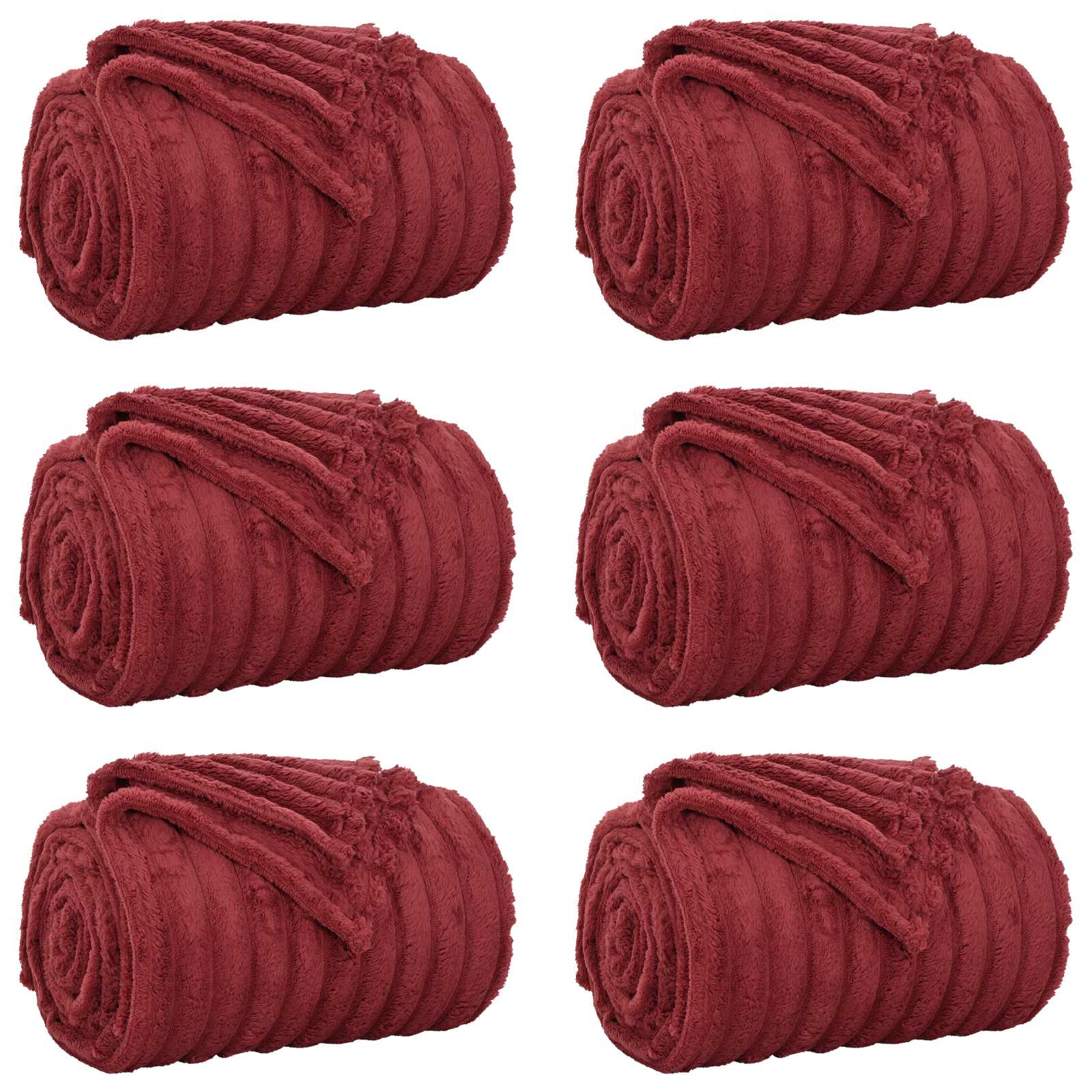 Coperte da Pile 6 pcs Rosso Bordeaux 270 x 240 cm Panno 42016896