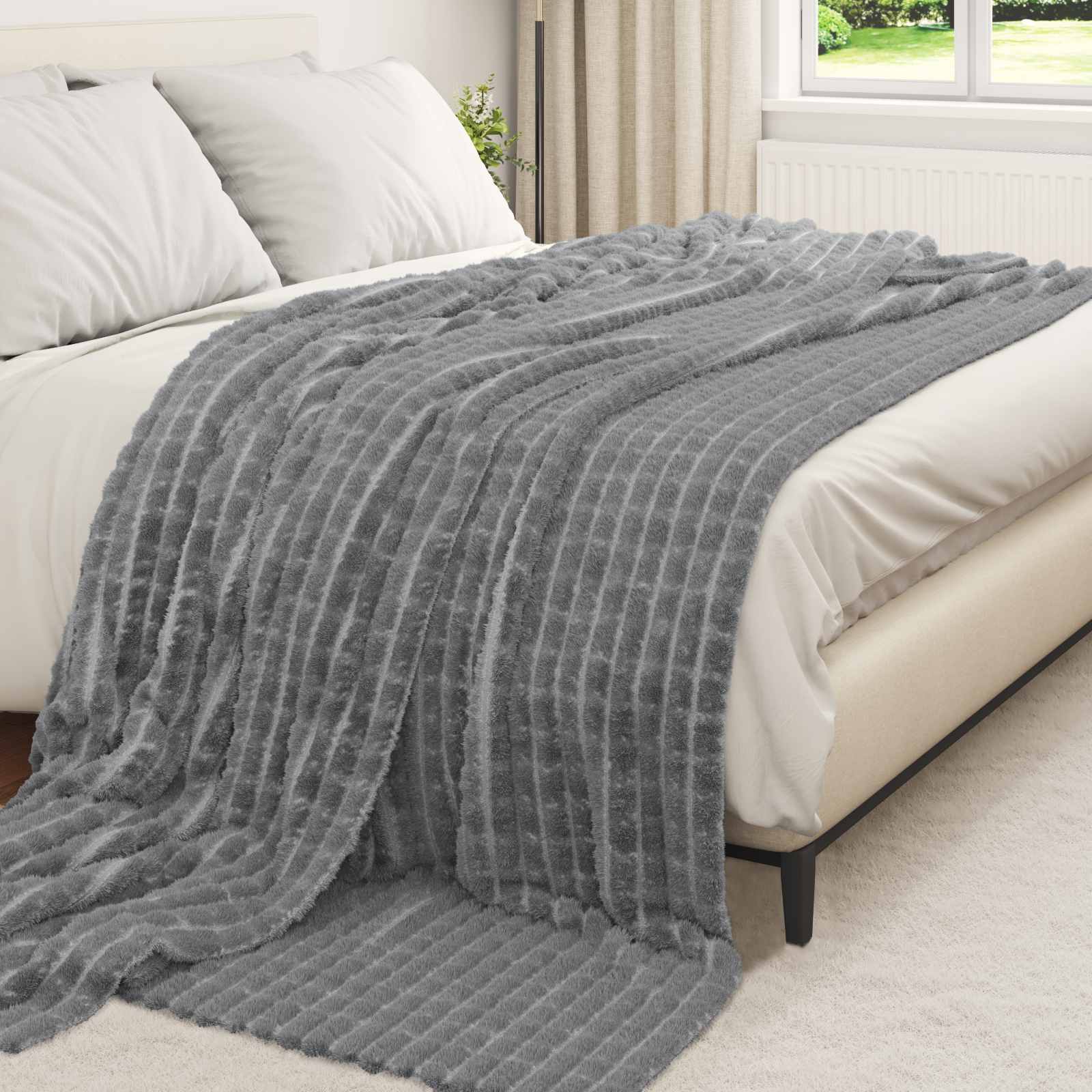 Coperta Grigio scuro 240 x 220 cm Panno 42016919