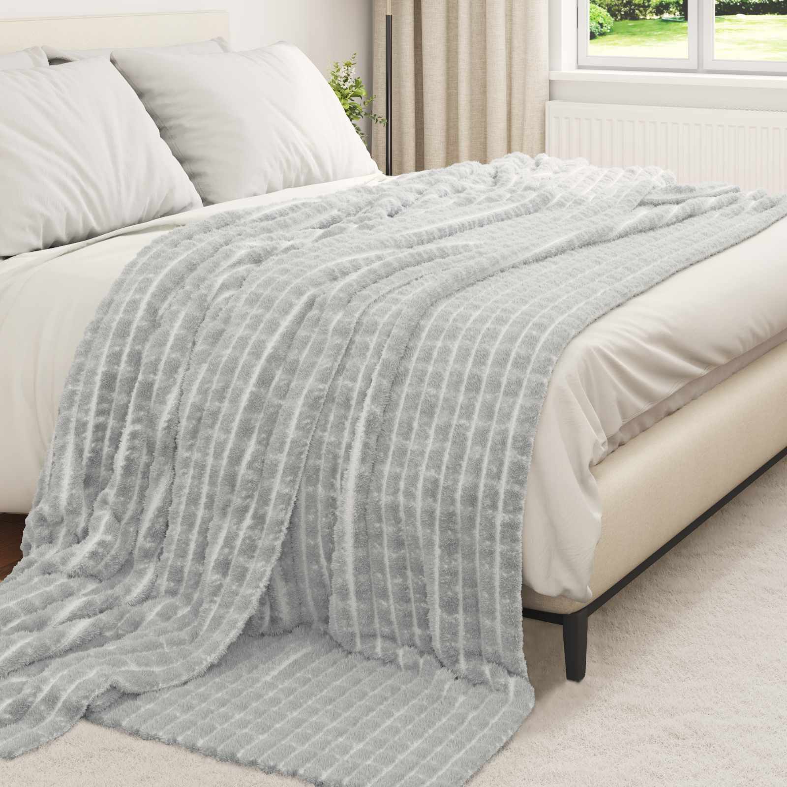 Coperte da Pile 6 pcs Grigio 270 x 240 cm Panno