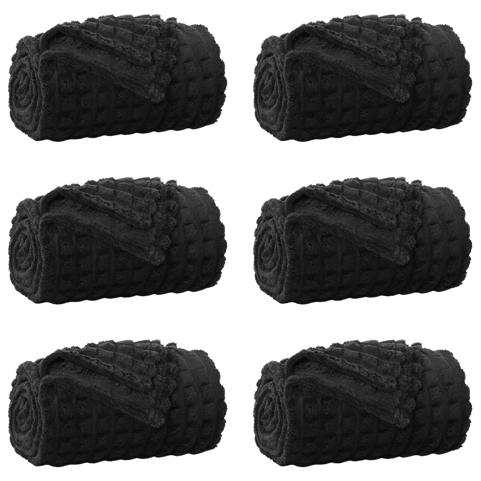 Coperte da Pile 6 pcs Nero 150 x 130 cm Panno 42016961