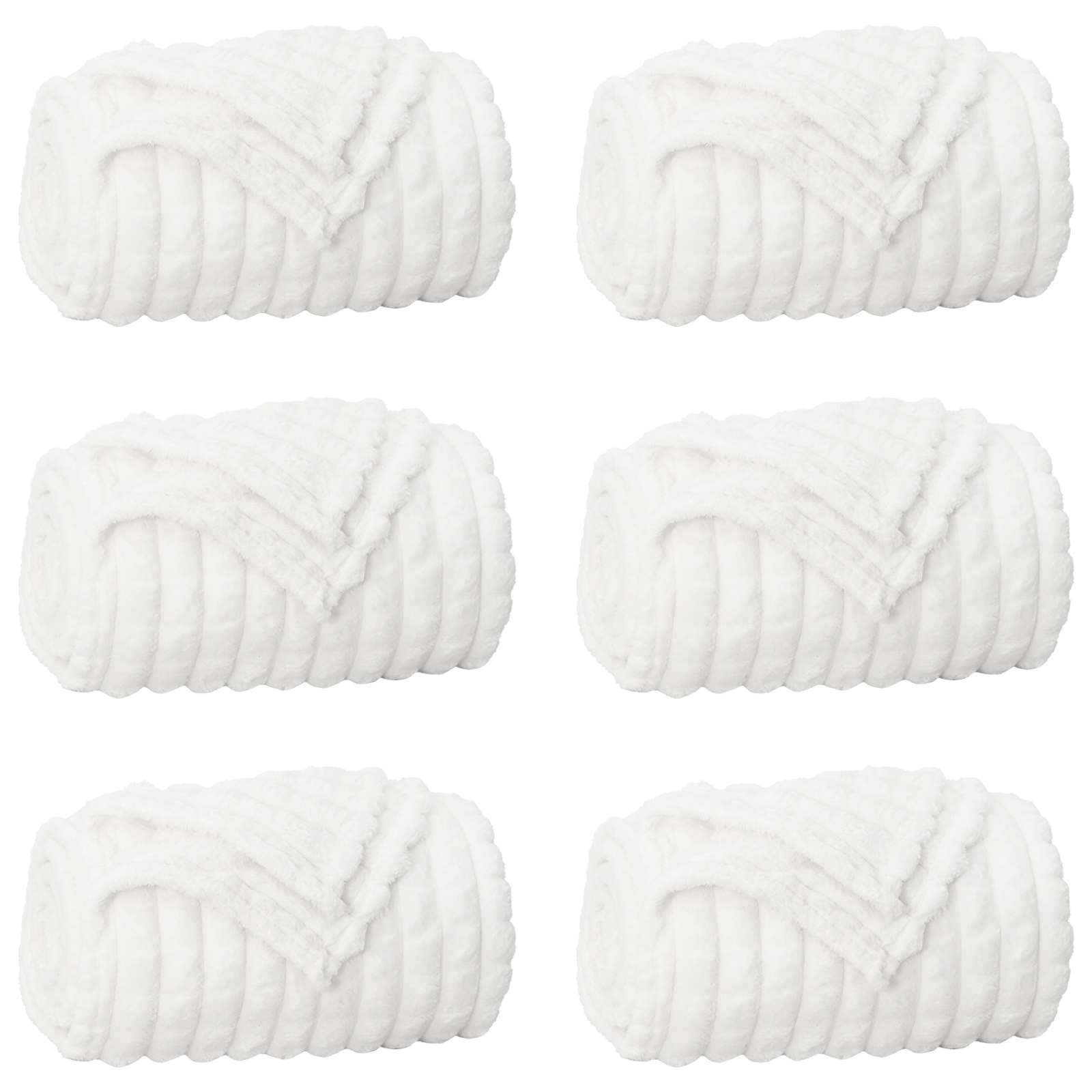 Coperte da Pile 6 pcs Bianco 200 x 150 cm Panno 42016966