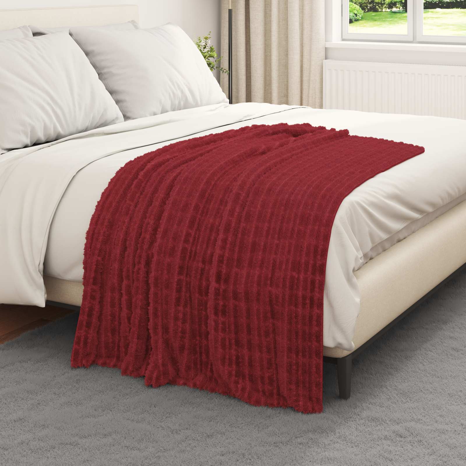 Coperte da Pile 6 pcs Rosso Bordeaux 150 x 130 cm Panno 42016969