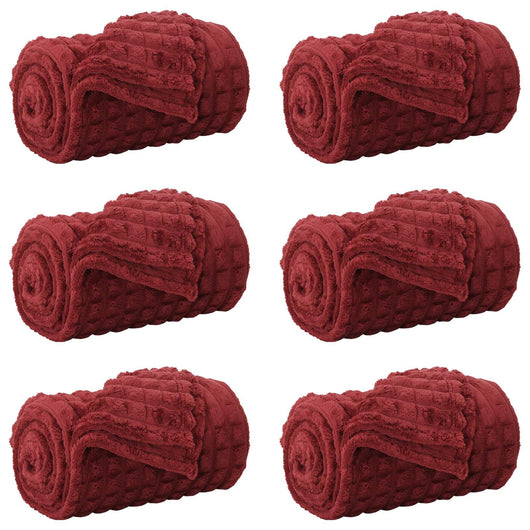 Coperte da Pile 6 pcs Rosso Bordeaux 200 x 150 cm Panno 42016970